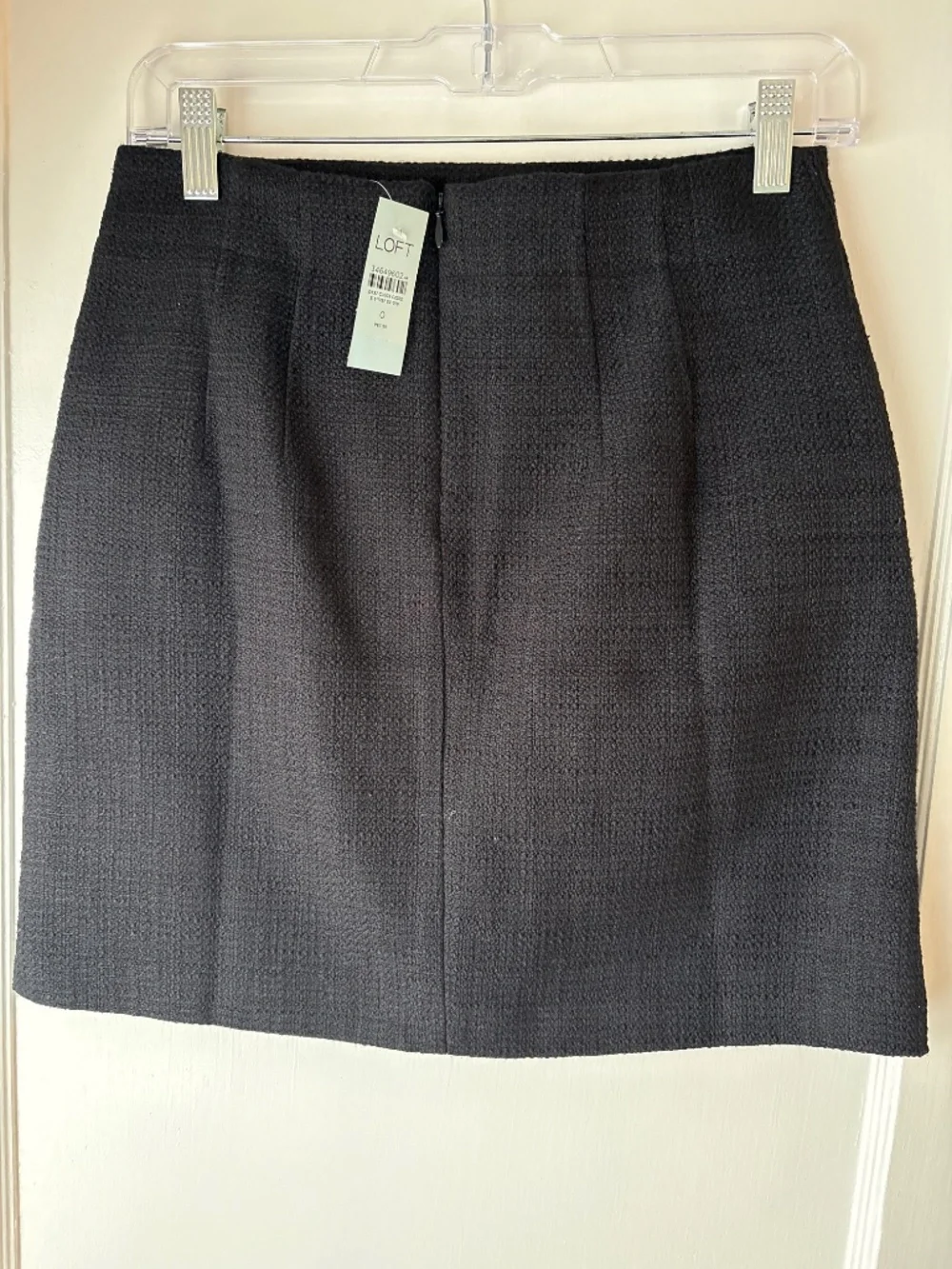 Loft Petite Tweed Admiral Shift Skirt, Black, Sz 0P, NWT